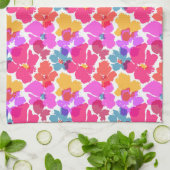 Colorful Neon Modern Flower Pattern Theedoek (Gevouwen)