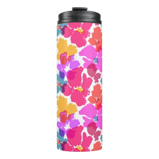 Colorful Neon Modern Flower Pattern Thermosbeker (Voorkant)