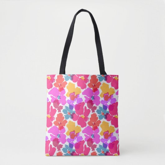 Colorful Neon Modern Flower Pattern Tote Bag (Voorkant)