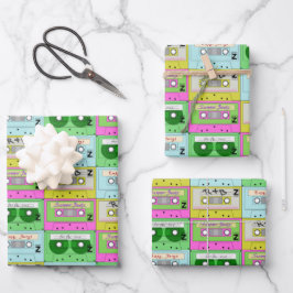Colorful Neon Music Cassettes Inpakpapier Vel