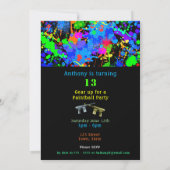 Colorful Neon Paint Splatter Paintball Birthday Kaart (Achterkant)