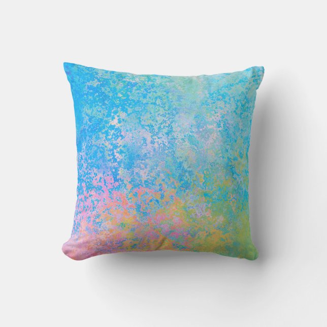 Colorful Neon Pastel Sky Alcohol Ink Abstract Kussen (Voorkant)