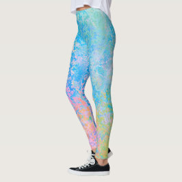 Colorful Neon Pastel Sky Alcohol Ink Abstract Leggings