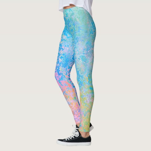 Colorful Neon Pastel Sky Alcohol Ink Abstract Leggings (Links)