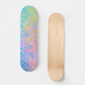Colorful Neon Pastel Sky Alcohol Ink Abstract Persoonlijk Skateboard (Voorkant)