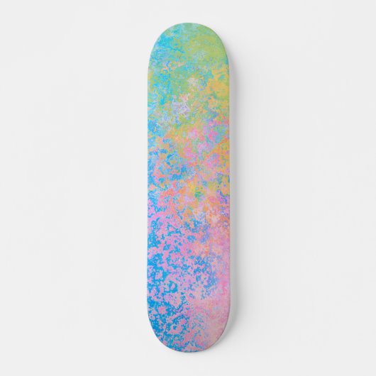 Colorful Neon Pastel Sky Alcohol Ink Abstract Persoonlijk Skateboard (Voorkant)
