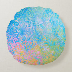 Colorful Neon Pastel Sky Alcohol Ink Abstract Rond Kussen