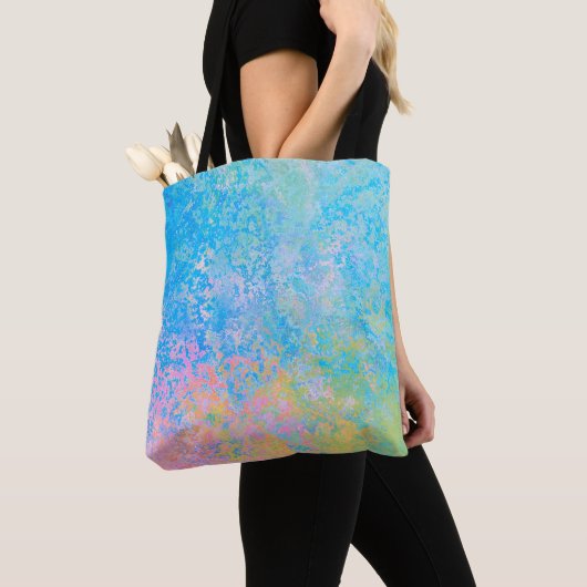 Colorful Neon Pastel Sky Alcohol Ink Abstract Tote Bag (Dichtbij)