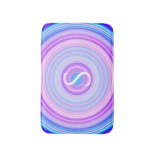 Colorful Neon Pink Blue Monogram Badmat (Voorkant Verticaal)