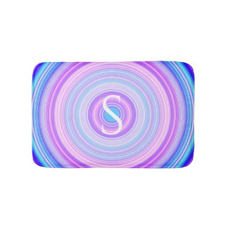 Colorful Neon Pink Blue Monogram Badmat
