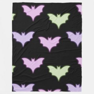Colorful Neon Pink Paars Green Bats Halloween Fleece Deken