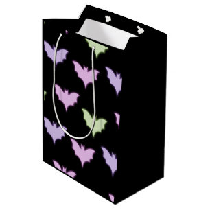 Colorful Neon Pink Paars Green Bats Halloween Medium Cadeauzakje