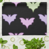 Colorful Neon Pink Paars Green Bats Halloween Theedoek (Gevouwen)