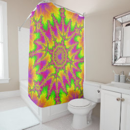 Colorful Neon Rainbow Fractal Douchegordijn