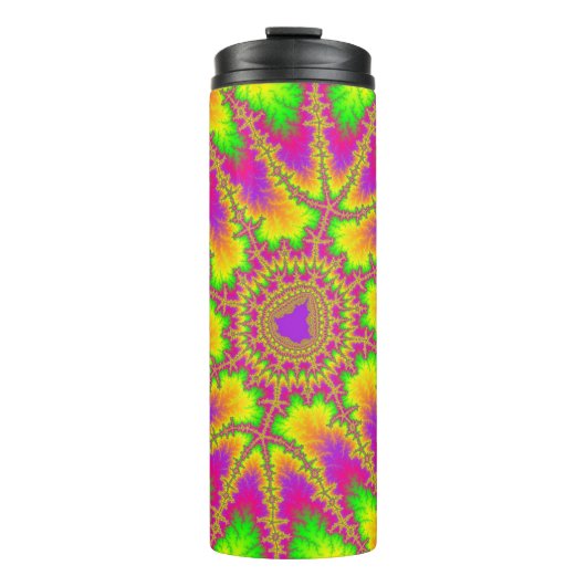 Colorful Neon Rainbow Fractal Thermosbeker (Voorkant)