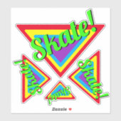 Colorful Neon Triangle Schaats Typografie Skateboa Sticker (Vel)
