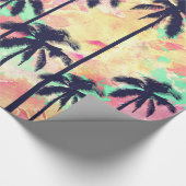 Colorful Neon Waterverf met zwarte palmbomen Cadeaupapier (Hoek)