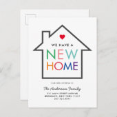 Colorful New Home Change of Address House Moving Aankondigingskaart (Voorkant / Achterkant)