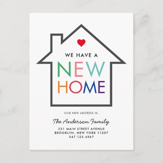 Colorful New Home Change of Address House Moving Aankondigingskaart (Voorkant)
