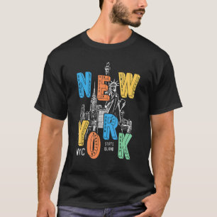 Colorful New York City Statue of Liberty City Tour T-shirt