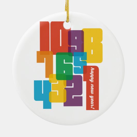 Colorful Nieuwjaar Keramisch Ornament (Achterkant)