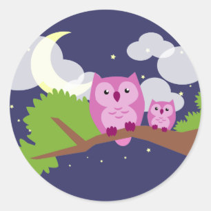 Colorful Night Owl Ronde Sticker