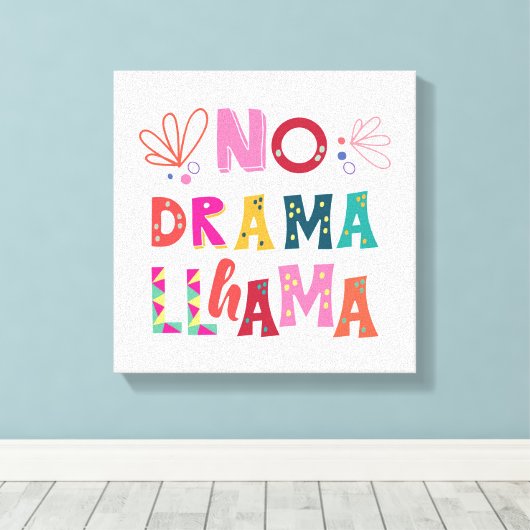 Colorful No Drama Llama Canvas Afdruk (Insitu (Houten vloer))