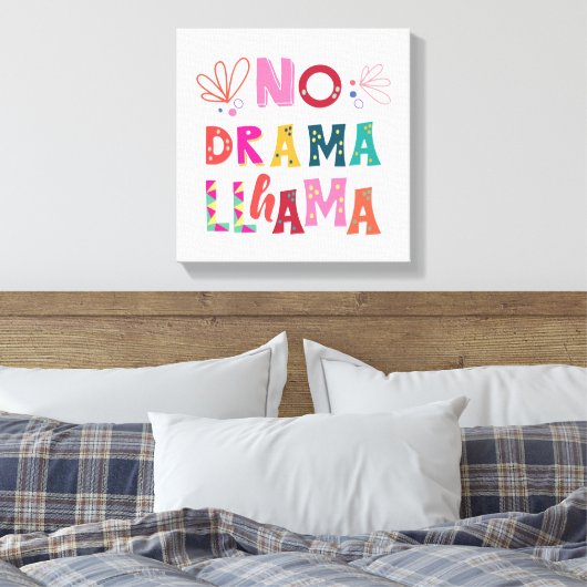 Colorful No Drama Llama Canvas Afdruk (Insitu (Slaapkamer))