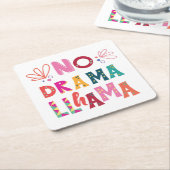Colorful No Drama Llama Kartonnen Onderzetters (Schuin)