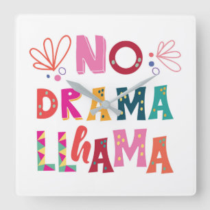 Colorful No Drama Llama Vierkante Klok