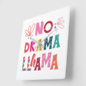 Colorful No Drama Llama Vierkante Klok (Hoek)