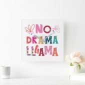 Colorful No Drama Llama Vierkante Klok (Huis)