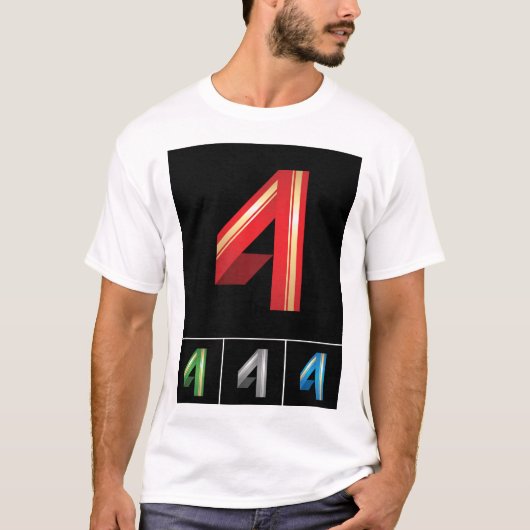 Colorful Number Vier Mannen T-shirt (Voorkant)