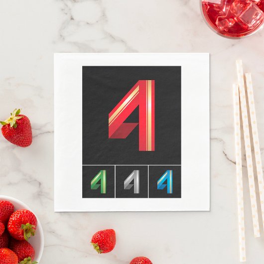 Colorful Number Vier Paper Napkins Servet