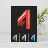 Colorful Number Vier Uitnodigingen (Staand voorkant)