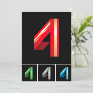 Colorful Number Vier Uitnodigingen