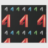 Colorful Number Vier Wrapping Paper Cadeaupapier (Vlak)