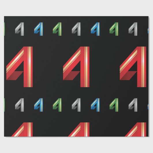 Colorful Number Vier Wrapping Paper Cadeaupapier (Vlak)