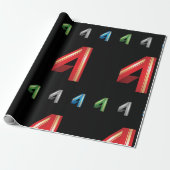 Colorful Number Vier Wrapping Paper Cadeaupapier (Uitgerold)