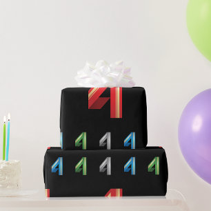 Colorful Number Vier Wrapping Paper Cadeaupapier