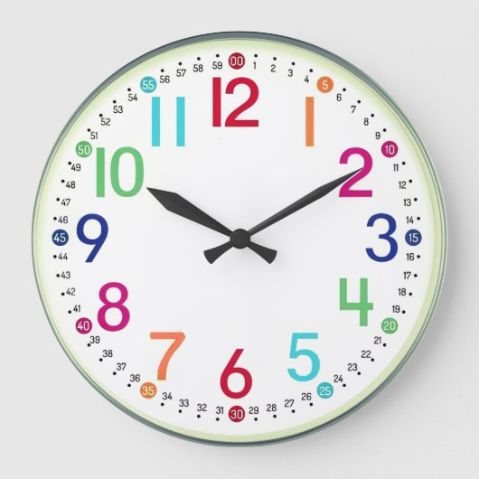 Colorful Numbered Round Acrylic Wall Clock Grote Klok (Voorkant)