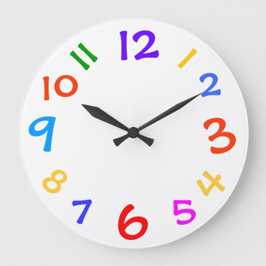 Colorful Numbers Sjabloon Childs Room Wall Clock Grote Klok (Voorkant)