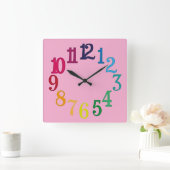 Colorful Numbers Vierkante Klok (Huis)
