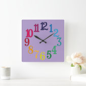 Colorful Numbers Vierkante Klok (Huis)