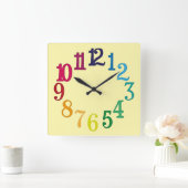 Colorful Numbers Vierkante Klok (Huis)