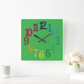 Colorful Numbers Vierkante Klok (Huis)