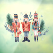 Colorful nutcracker met evergreens raamsticker (Vel 3)
