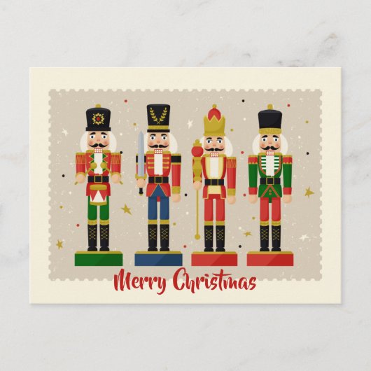 Colorful Nutcracker Soldiers Merry Christmas Feestdagenkaart (Voorkant)