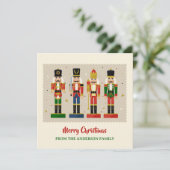 Colorful Nutcracker Soldiers Merry Christmas Feestdagenkaart (Staand voorkant)