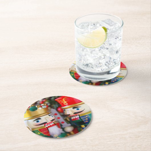 Colorful nutcrackers ronde kartonnen onderzetter (Insitu)